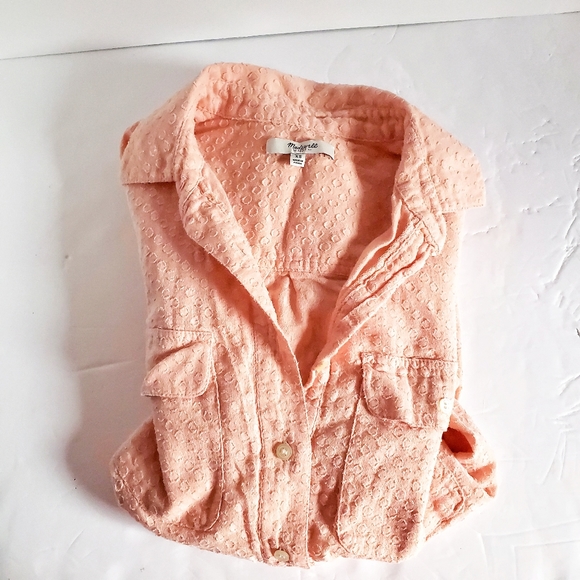 MADEWELL Market Popover Peach Swiss Dot Top XS - Picture 9 of 9